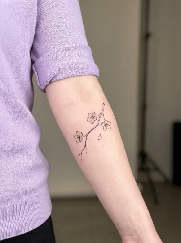 Cherry Blossom Flower Branch Linework
