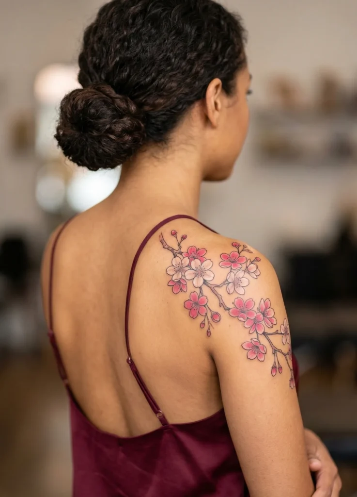Cherry Blossom Memorial Flower Tattoo