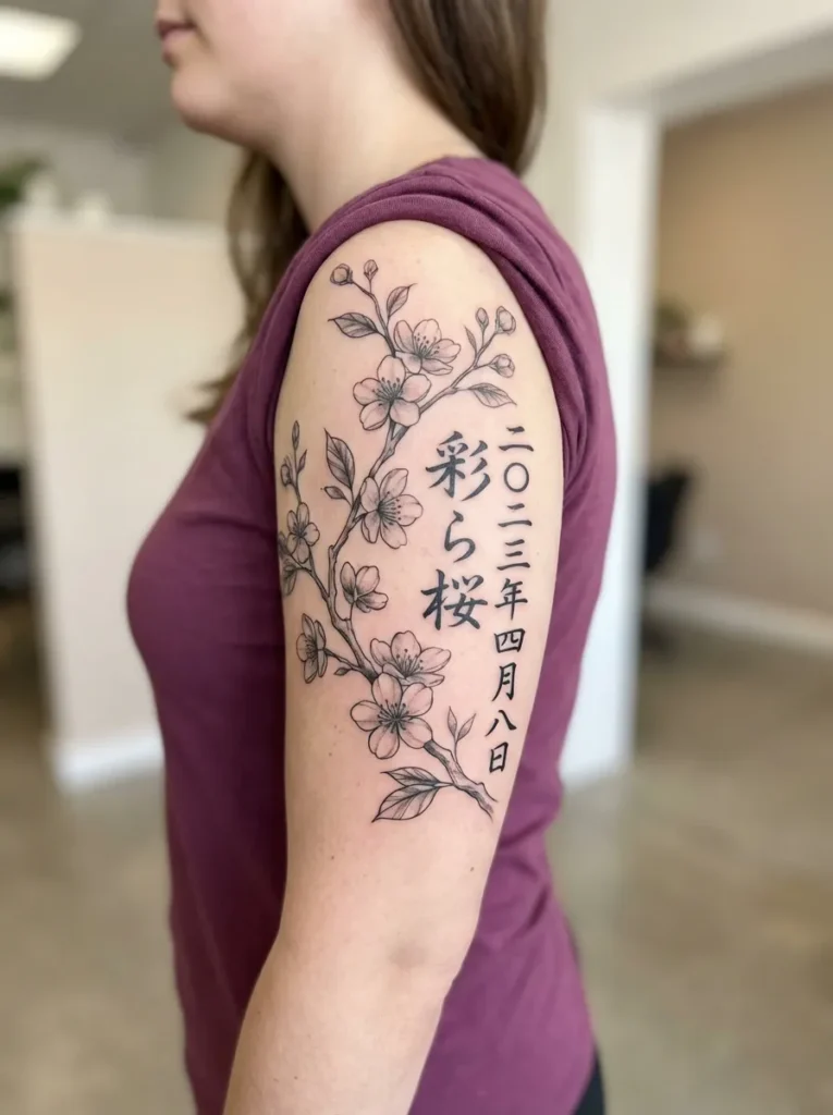 Cherry Blossom and Script Elements