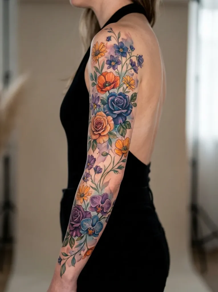 Colorful Mixed Floral Sleeve