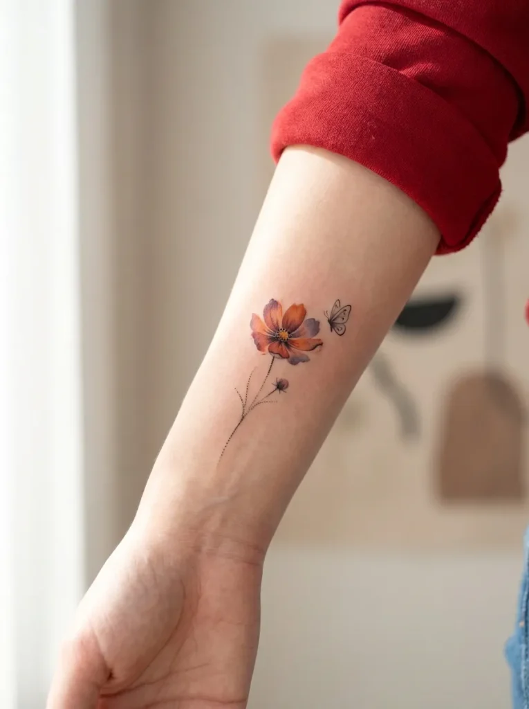 Cosmos Flower Autumn Tattoo