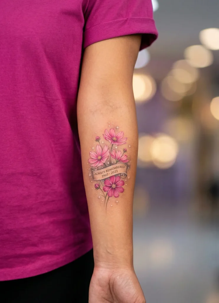 Cosmos Memorial Flower Tattoo