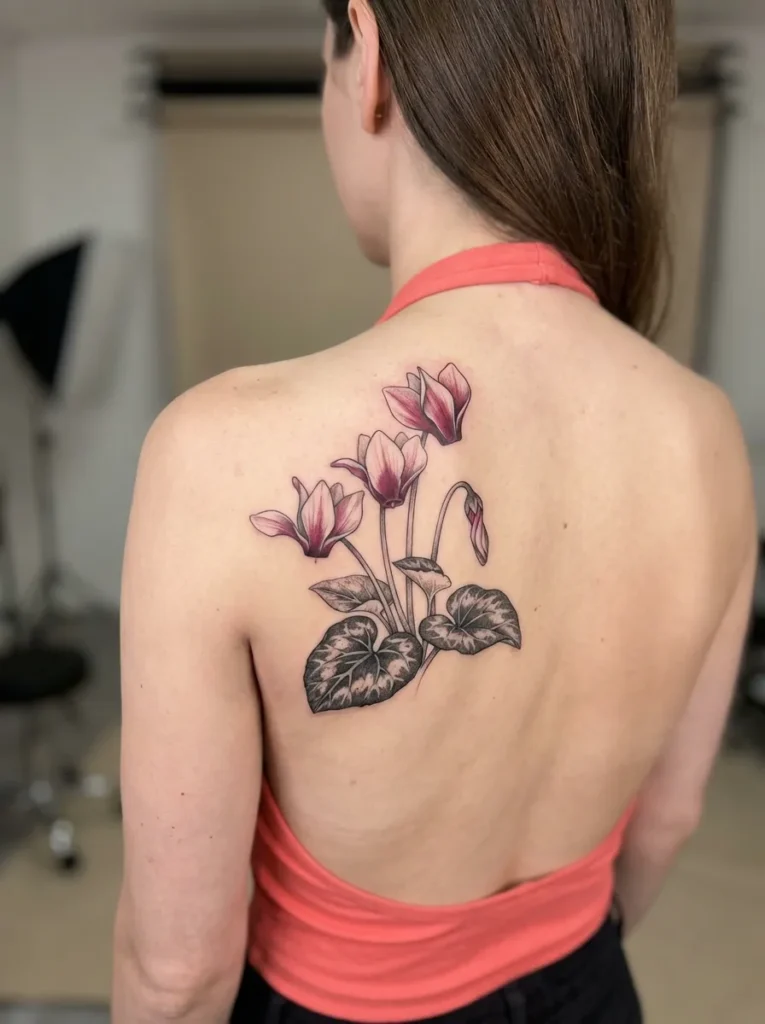 Cyclamen Winter Flower Tattoo