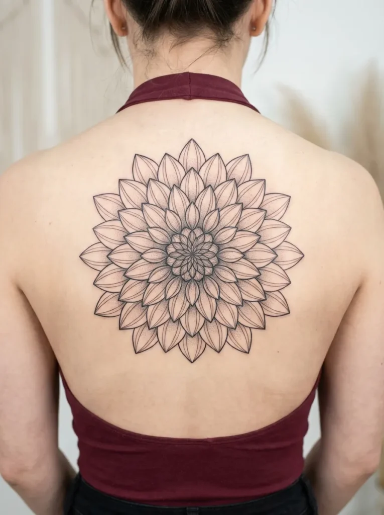 Dahlia Flower Intricate Linework