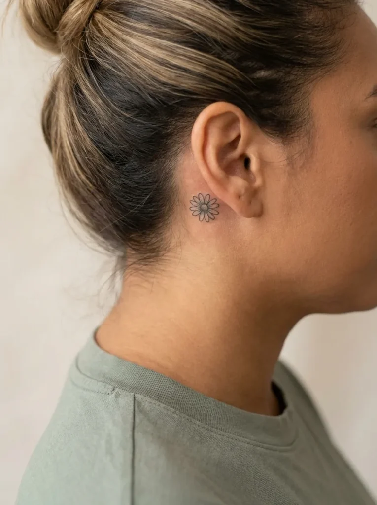 Daisy Flower Behind the Ear