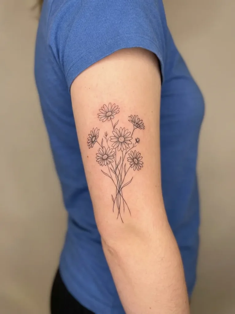 Daisy Flower Bouquet Tattoo