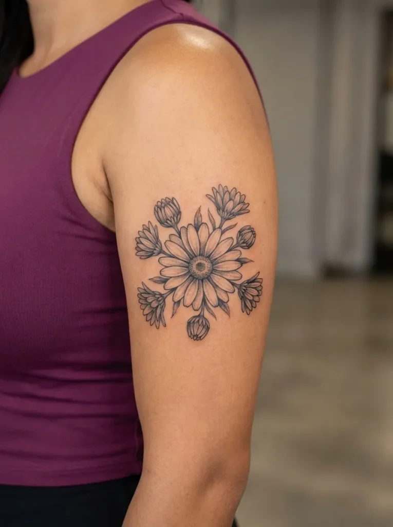 Daisy Flower Cluster with Buds