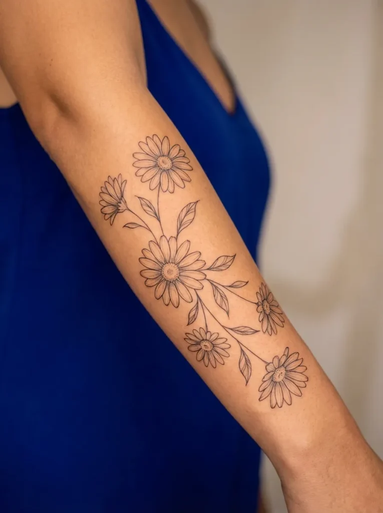 Daisy Flower Forearm Linework