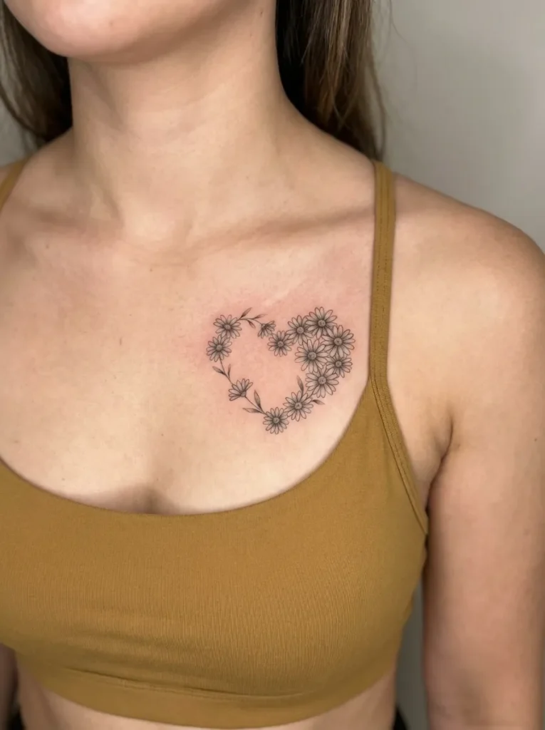 Daisy Flower Heart Shape