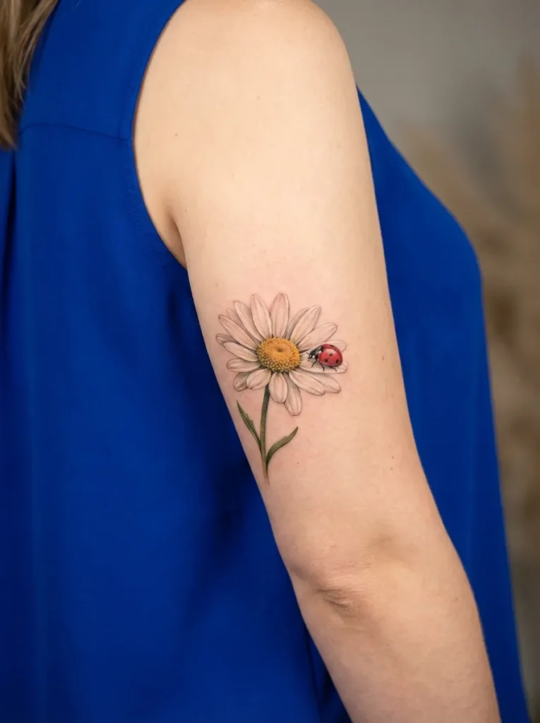 Daisy Flower and Ladybug