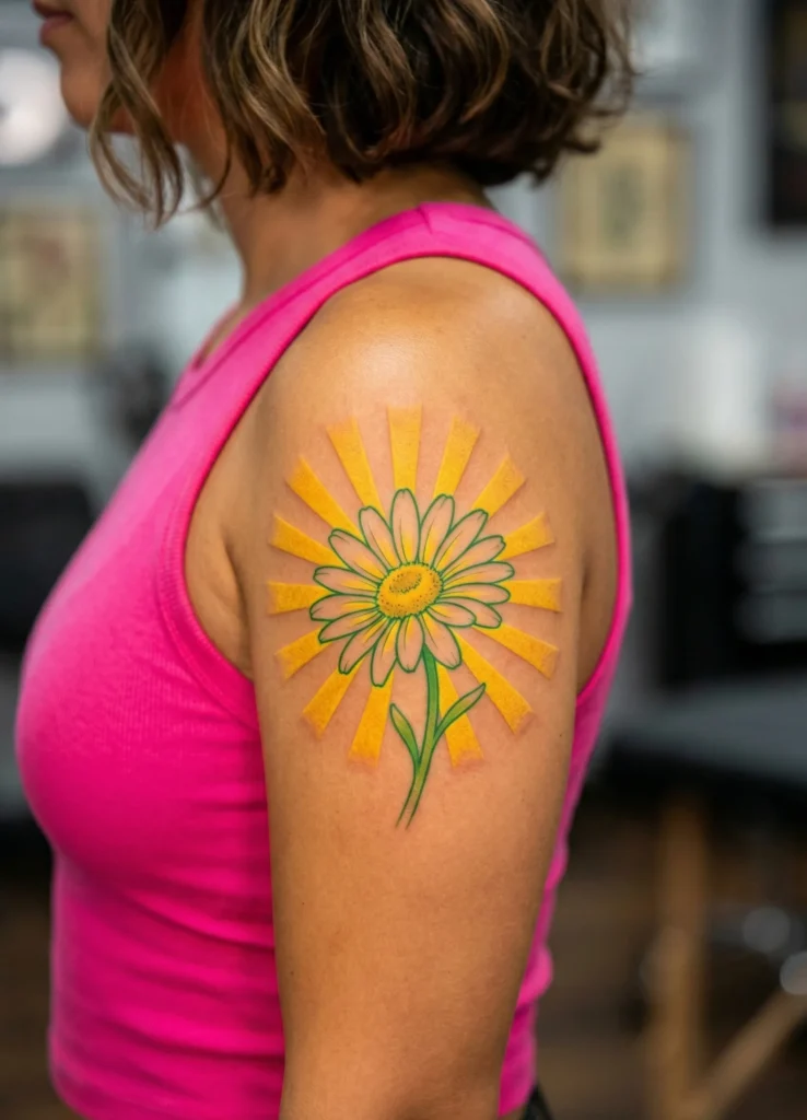 Daisy Flower and Sun Rays
