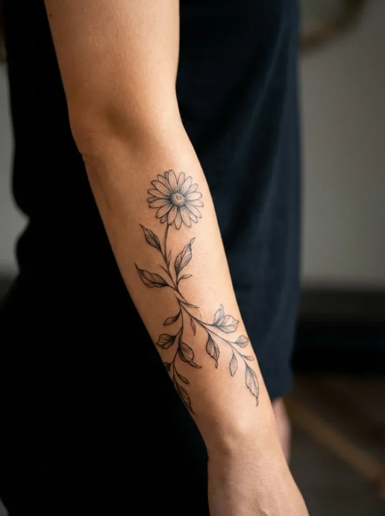 Daisy Flower with Leaves Trail