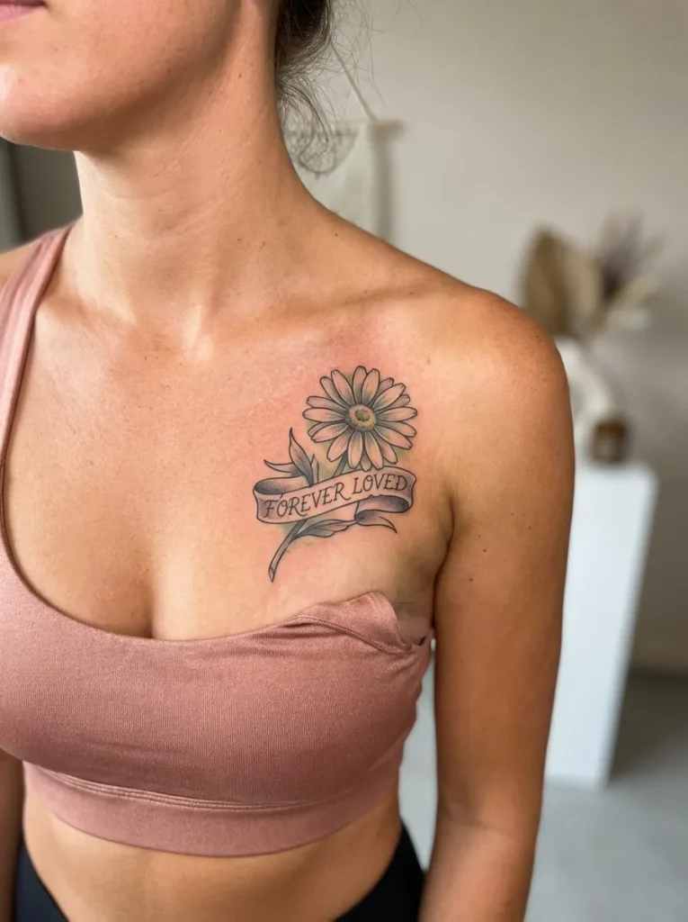 Daisy Flower with Ribbon Banner