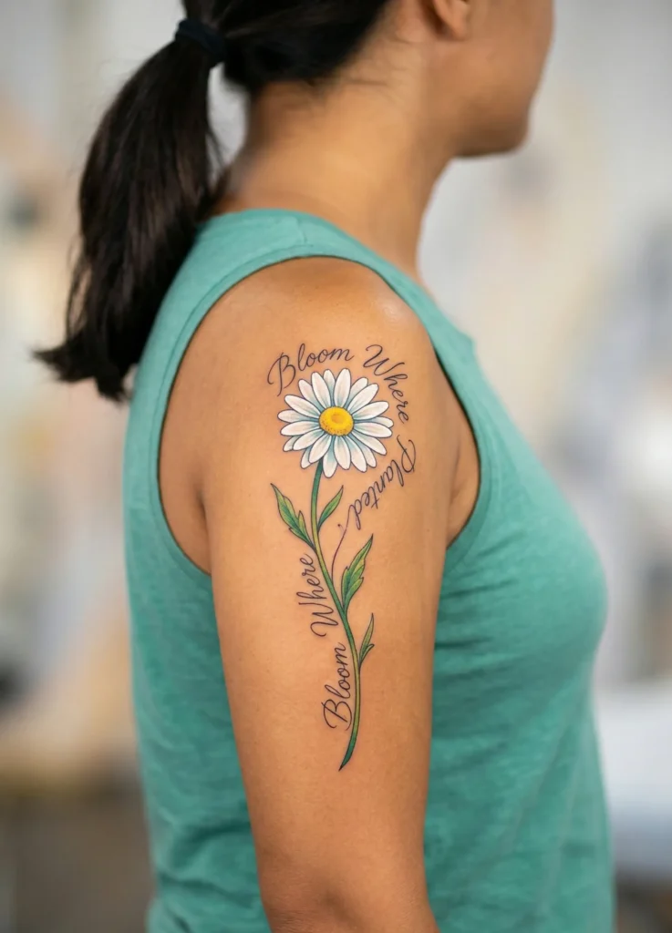Daisy Flower with Script Words