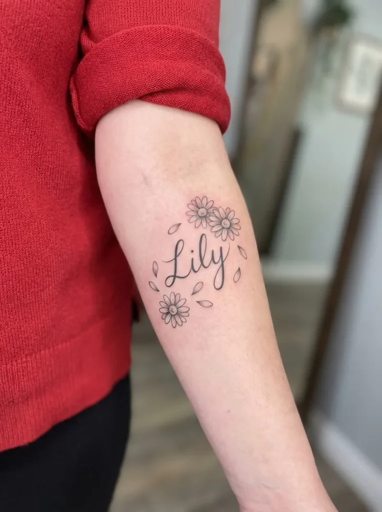 Daisy Name Tattoo with Soft Script