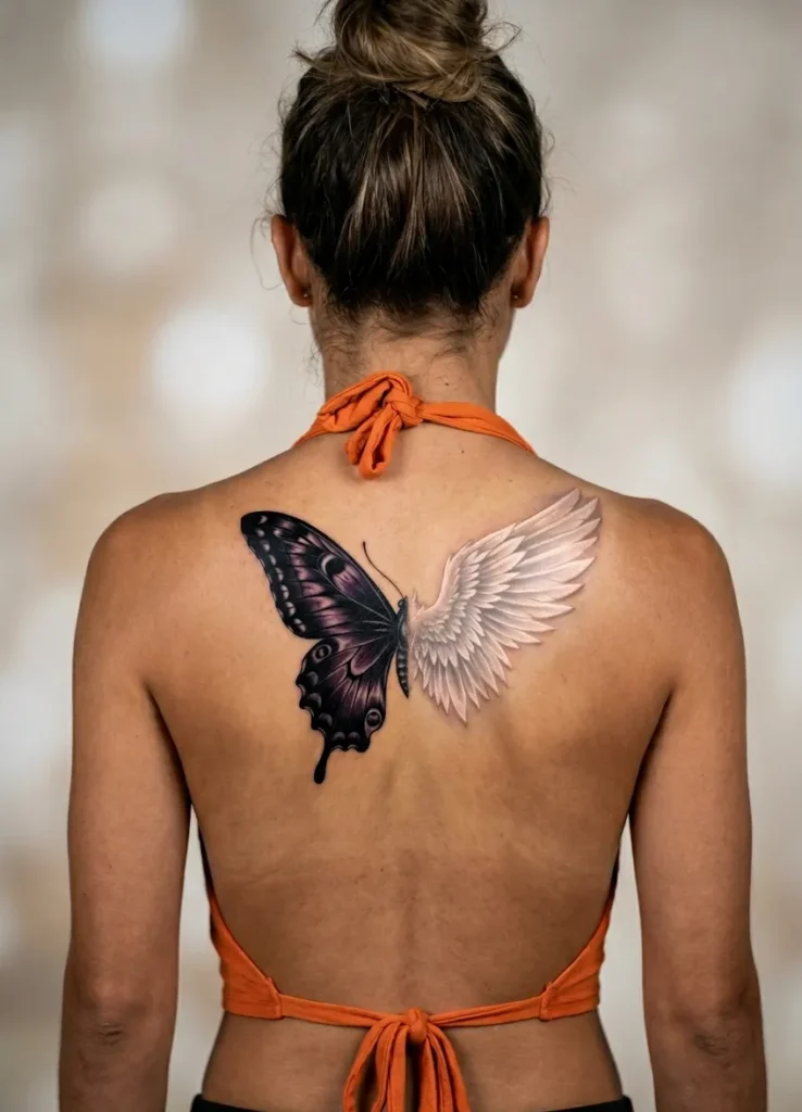 Dark Butterfly and Light Angel Wing Contrast