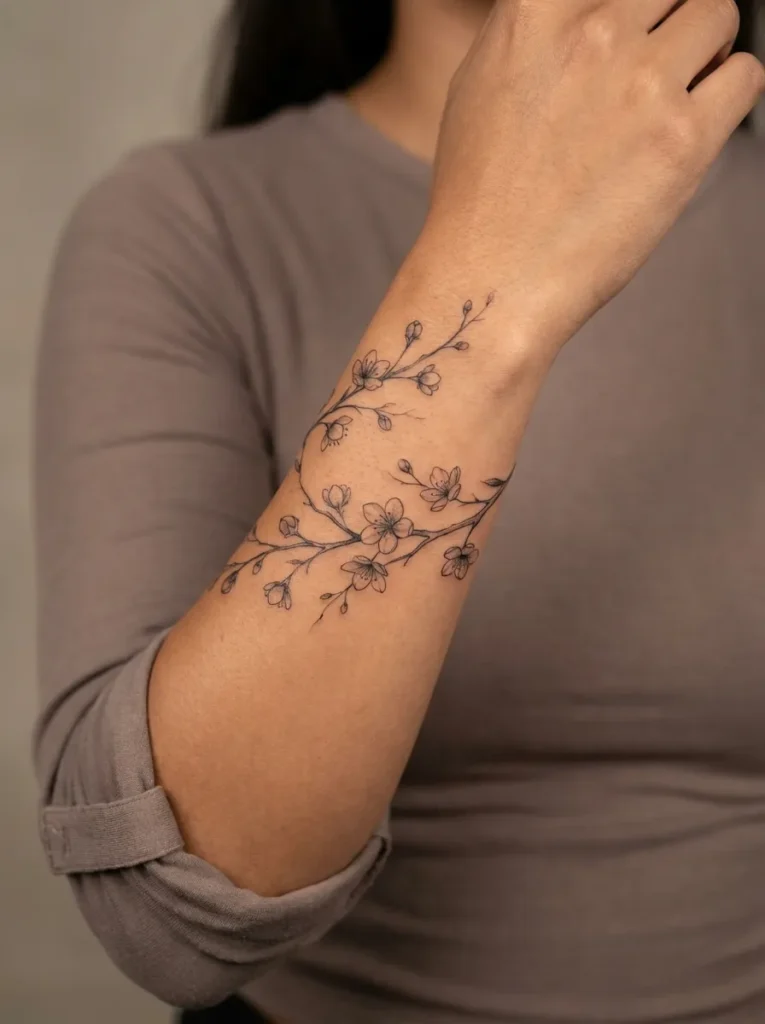 Delicate Cherry Blossom Arm Wrap