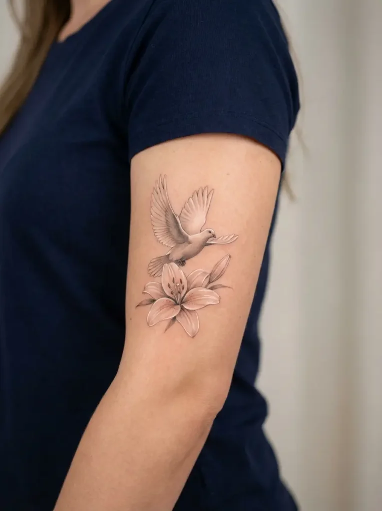 Dove with Lily Tattoo