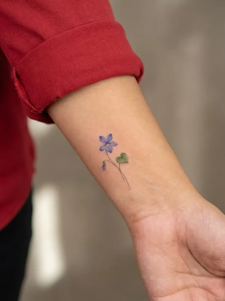 February – Violet Flower Tattoo