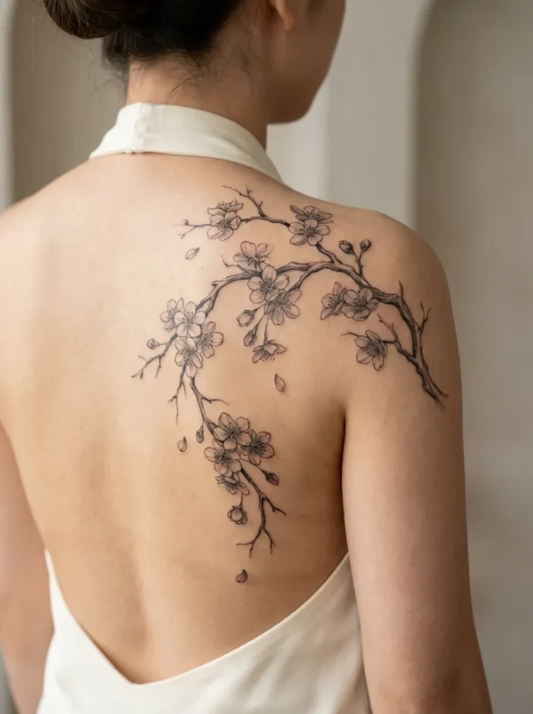 Flowing Cherry Blossom Branch