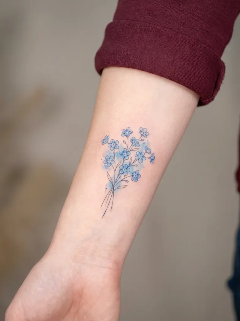 Forget Me Not Flower Bouquet Tattoo