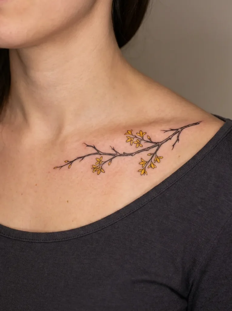Forsythia Vine Across Collarbone