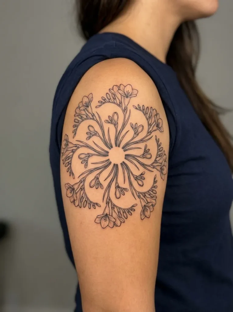 Freesia Flower Mandala Tattoo