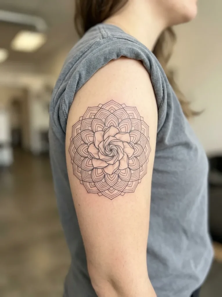 Gardenia Flower Mandala Tattoo