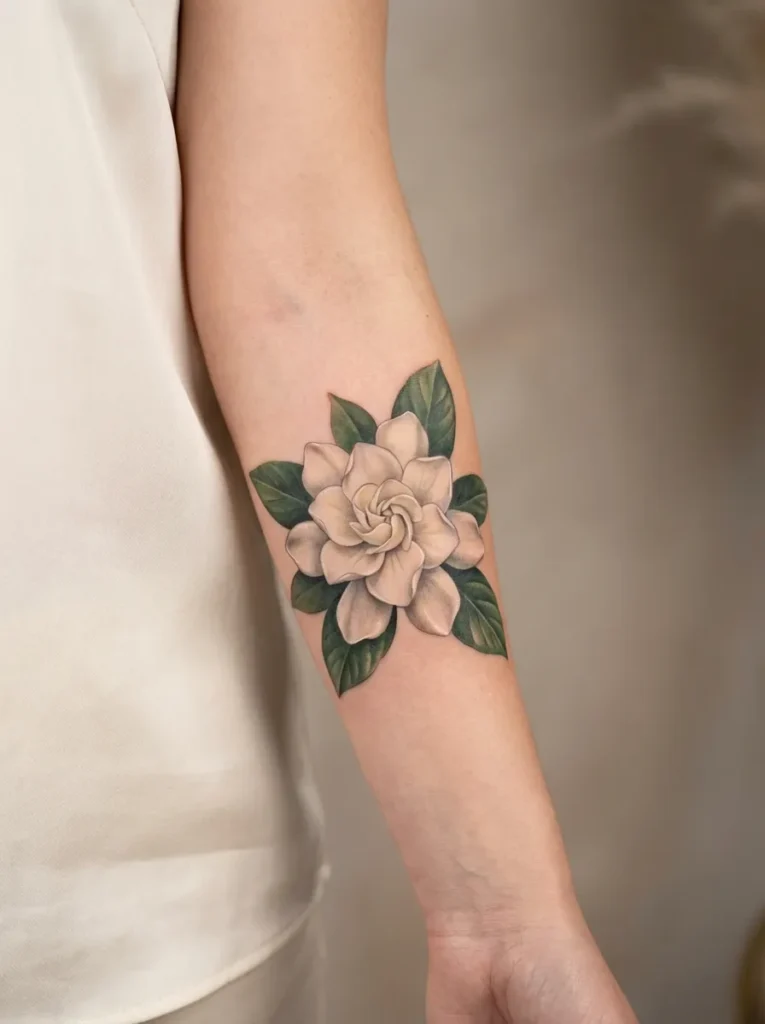 Gardenia Flower Tattoo with Soft Summer Beauty