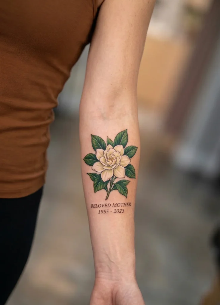 Gardenia Memorial Flower Tattoo