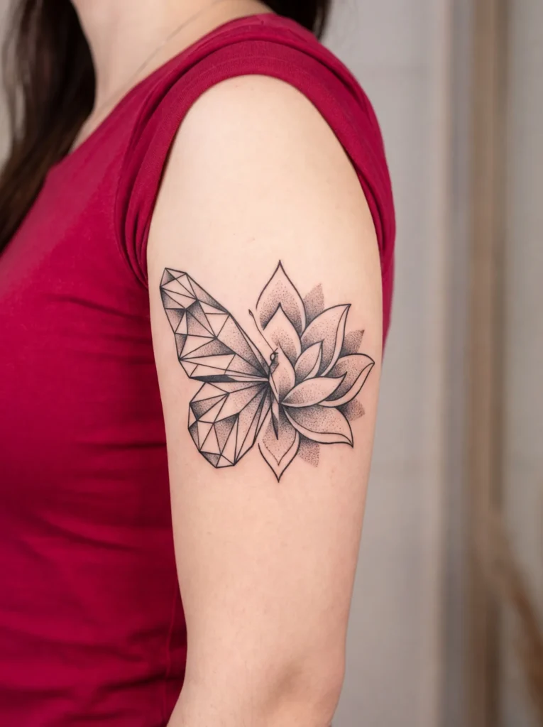 Geometric Butterfly to Lotus Flower Fusion