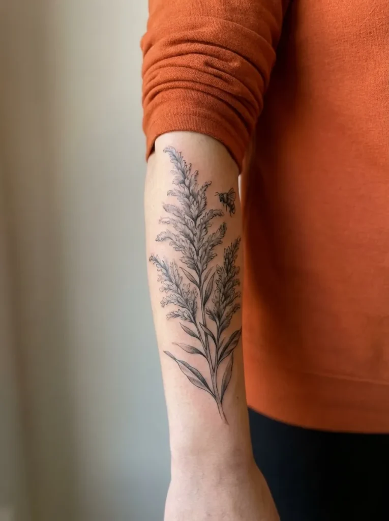 Goldenrod Flower Autumn Tattoo
