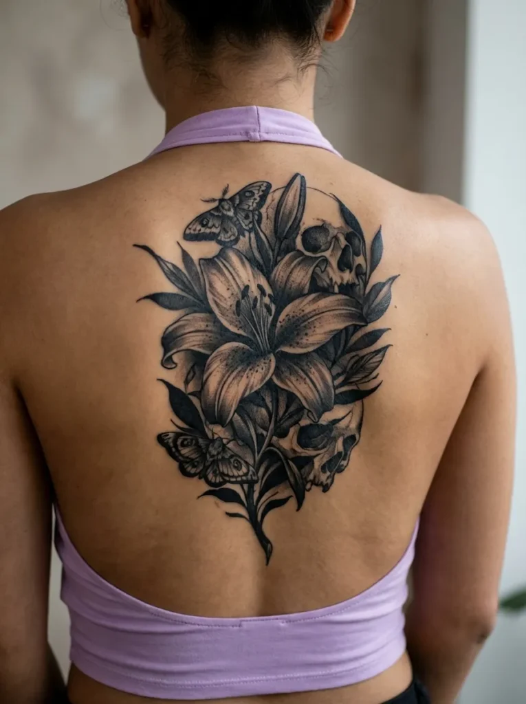 Gothic Lily Flower with Dark Shading