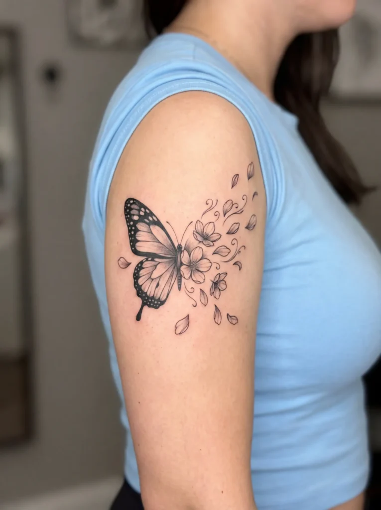 Half Butterfly + Flower Petals in Motion (Wind Effect)