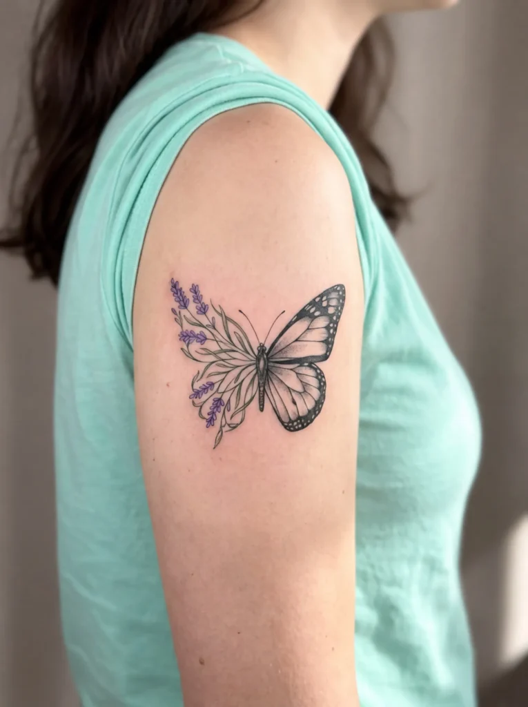 Half Butterfly + Lavender Sprig Overlay