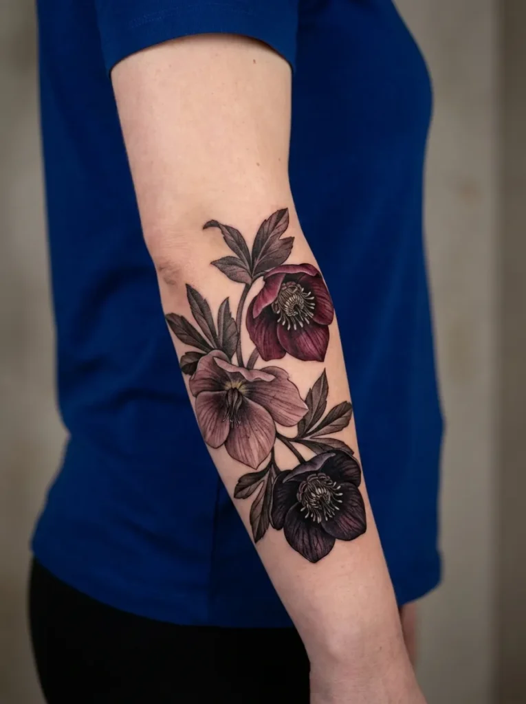 Hellebore Winter Flower Tattoo