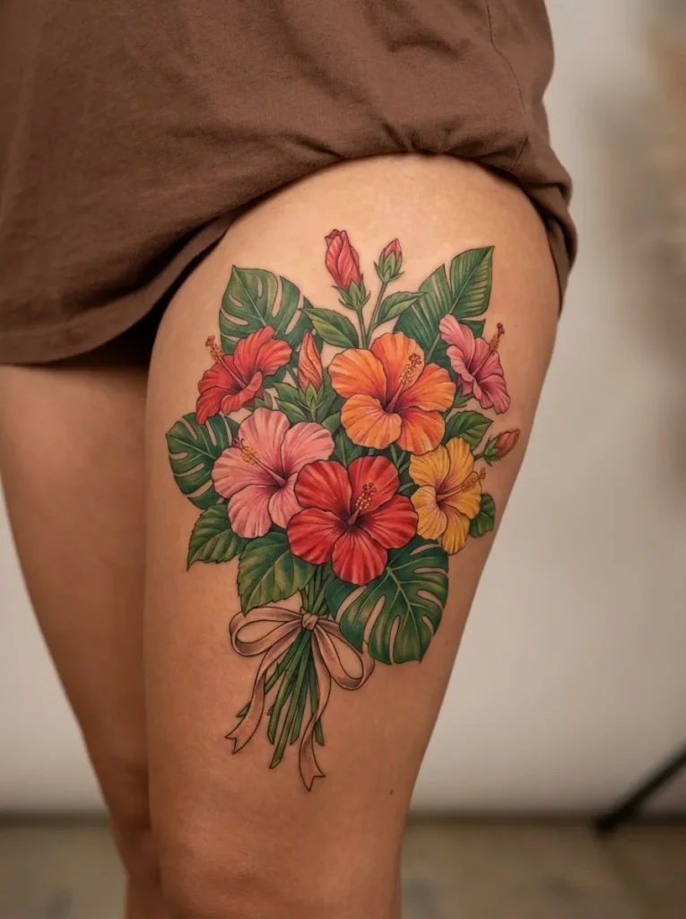 Hibiscus Flower Bouquet Tattoo