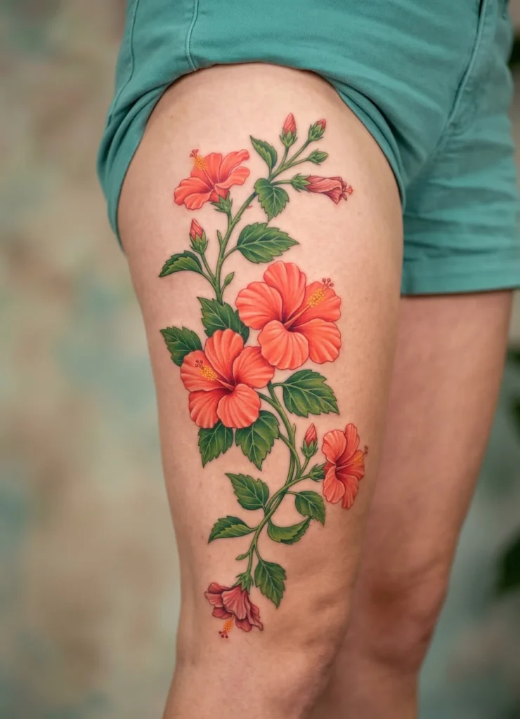 Hibiscus Flower Vine Tattoo