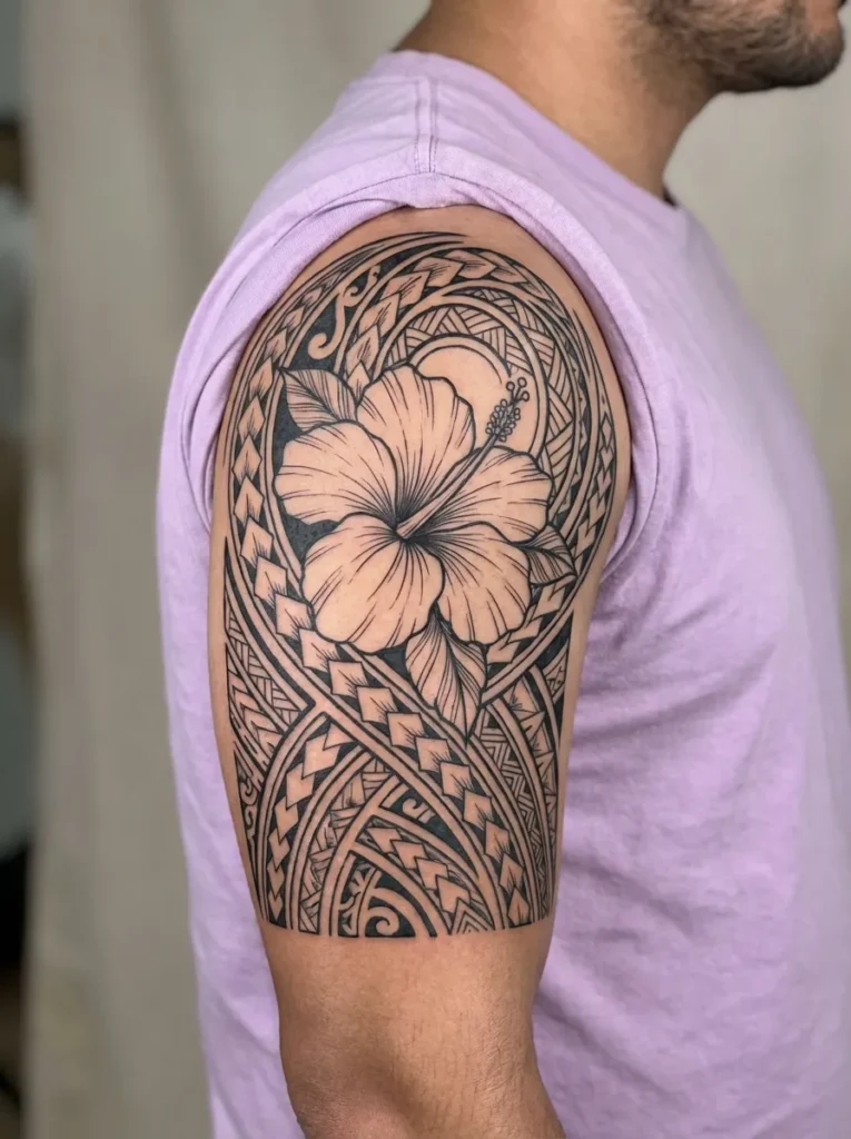 Hibiscus Flower with Polynesian Frame
