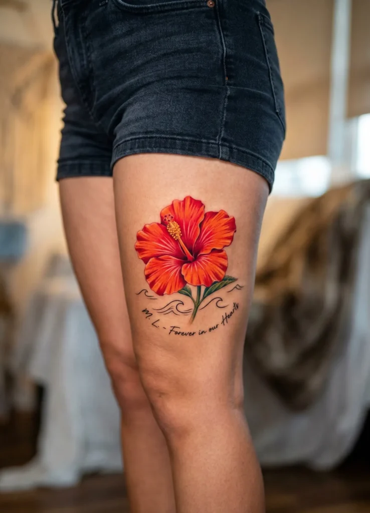 Hibiscus Memorial Flower Tattoo