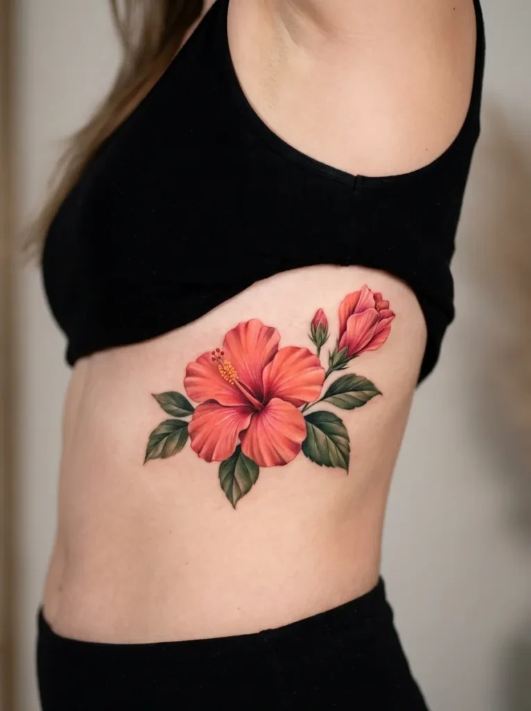Hibiscus Rib Flower Tattoo
