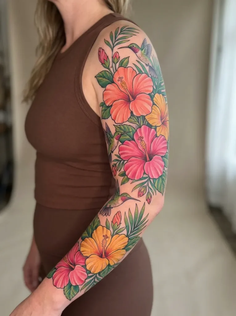 Hibiscus Tropical Flower Sleeve