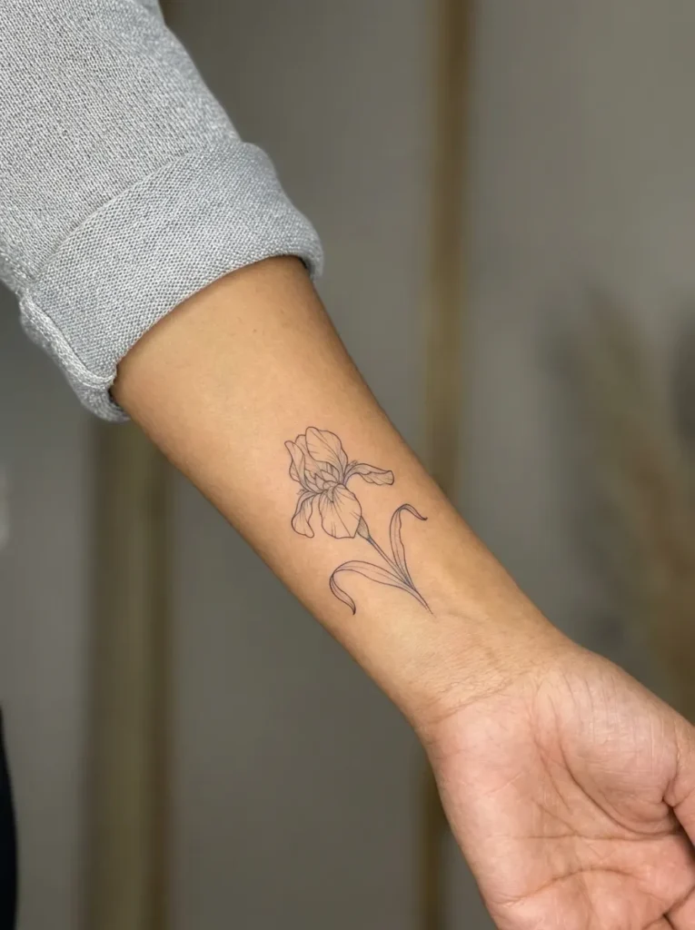 Iris Wrist Flower Tattoo