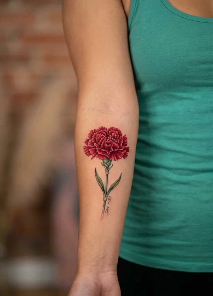 January – Carnation Flower Tattoo