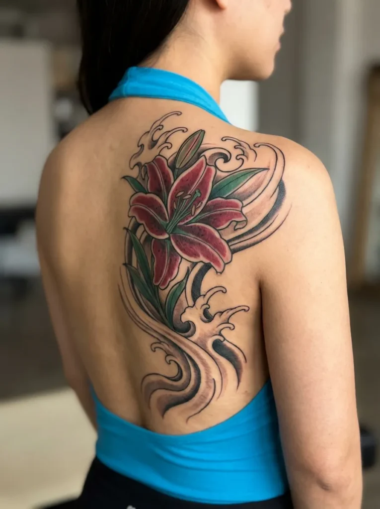 Japanese Lily Flower with Wind Lines