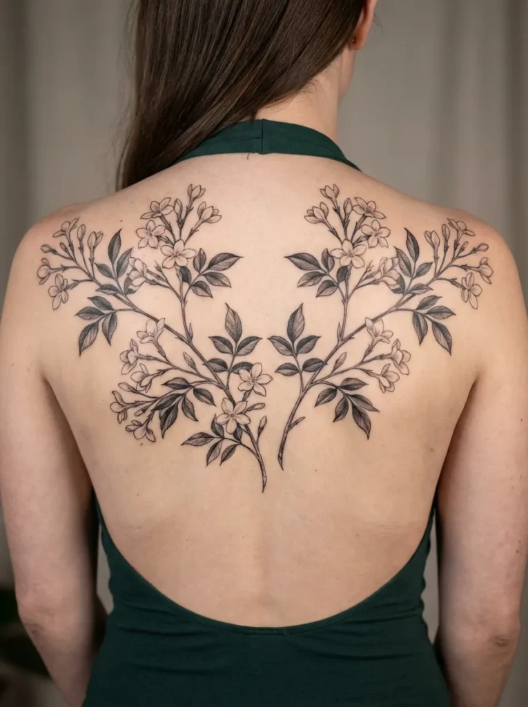 Jasmine Flower Back Tattoo