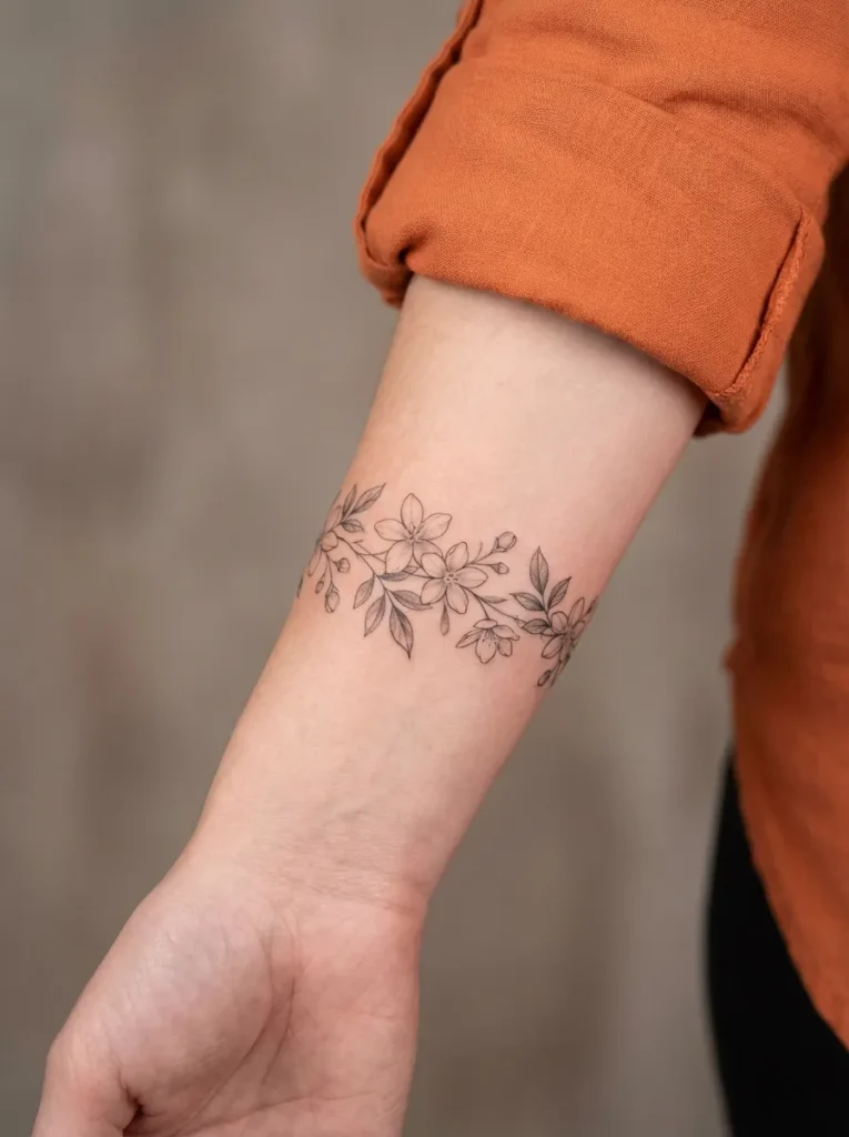 Jasmine Flower Bracelet Tattoo