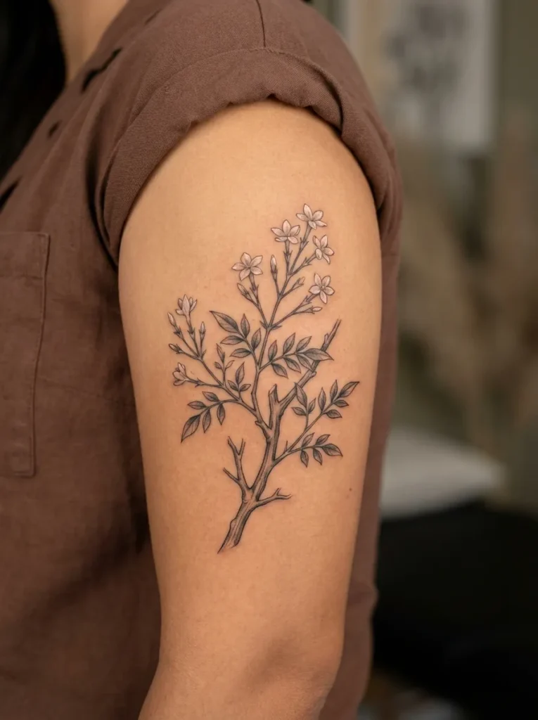 Jasmine Flower Branch Tattoo