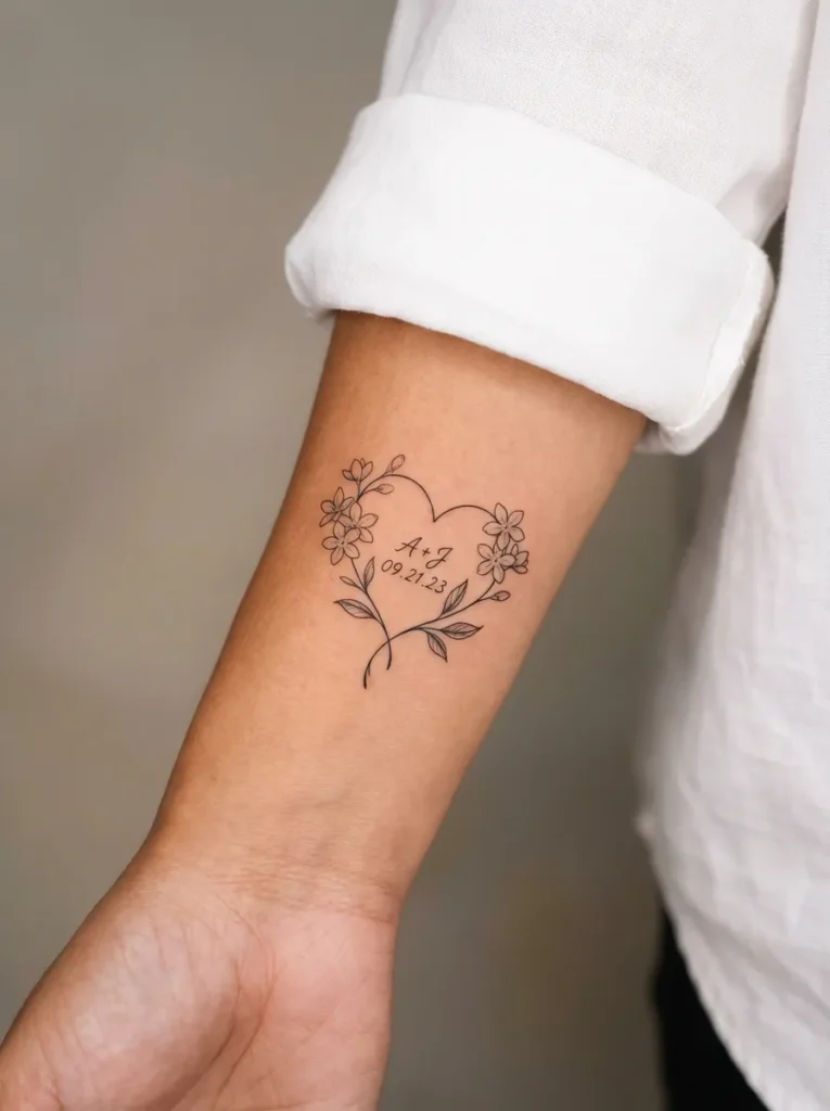 Jasmine Flower Heart Tattoo