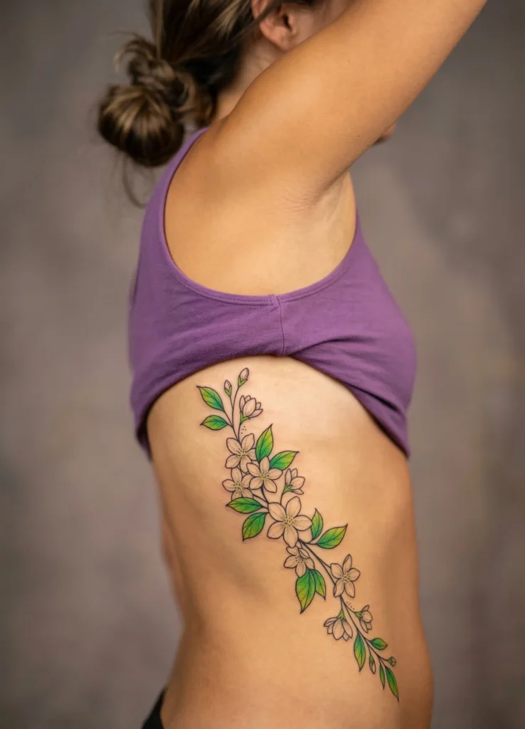 Jasmine Flower Rib Tattoo